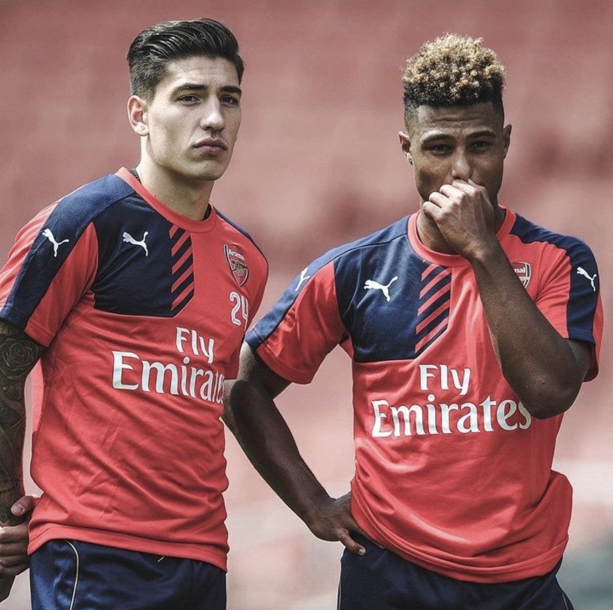 Hector Bellerin and Serge Gnabry with Arsenal