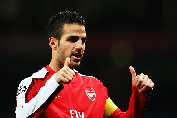 LONDON, ENGLAND - NOVEMBER 04: Cesc Fabregas of Arsenal celebrates scoring his second and the teams the third goal of the game during the UEFA Champions League Group H match between Arsenal and AZ Alkmaar at the Emirates Stadium on November 4, 2009 in London, England. (Photo by Phil Cole/Getty Images)